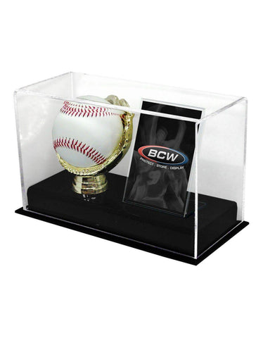 BCW Gold Glove Ball & Card Display - BCW Acrylic Gold Glove Ball & Card Display